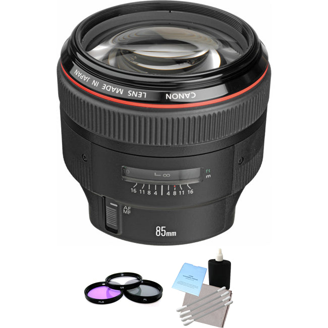 Canon EF 85mm F/1.2 L II USM Lens + UV Kit & Cleaning Kit Bundle