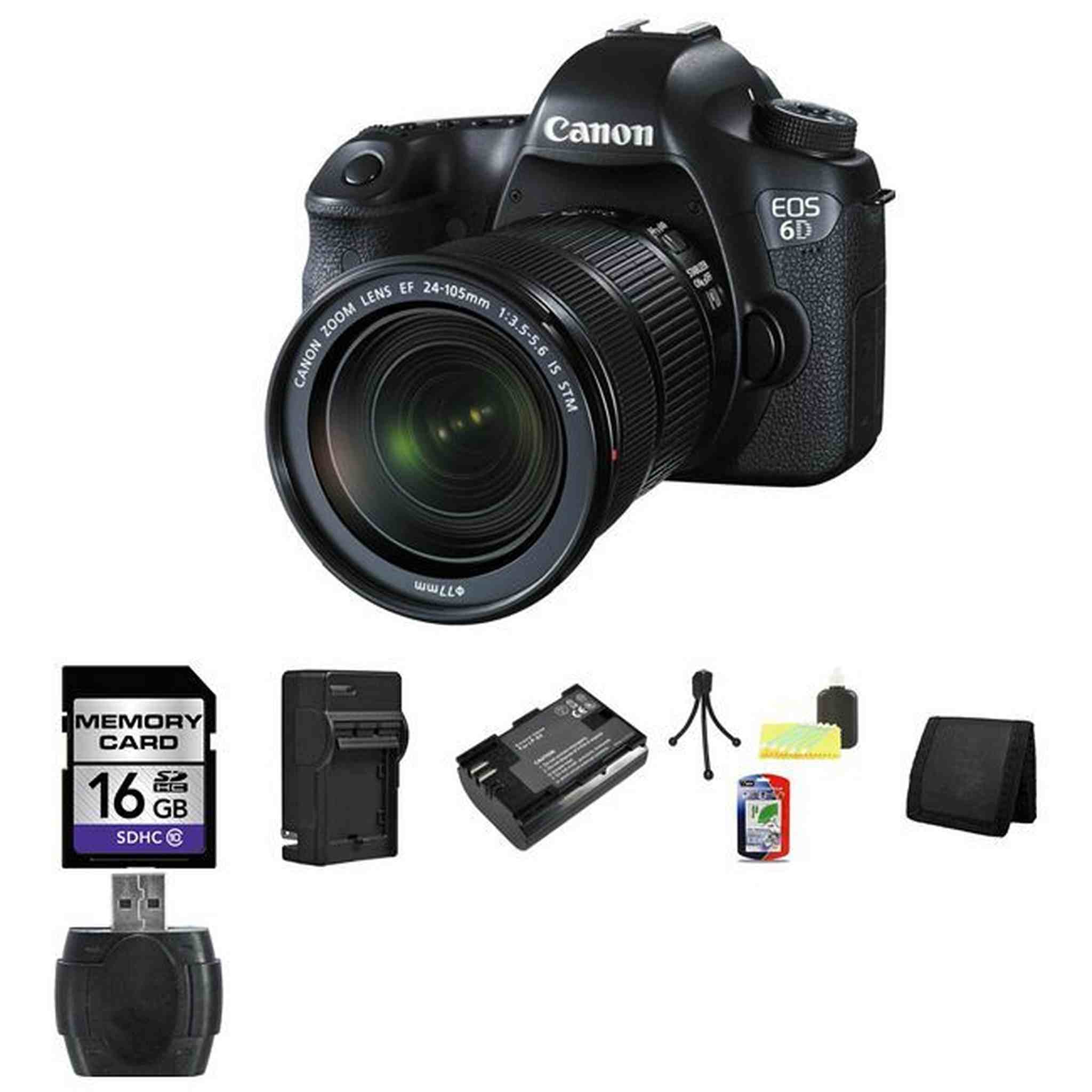 Canon EOS 6D DSLR Camera w/24-105mm STM Lens 16GB Package Canon