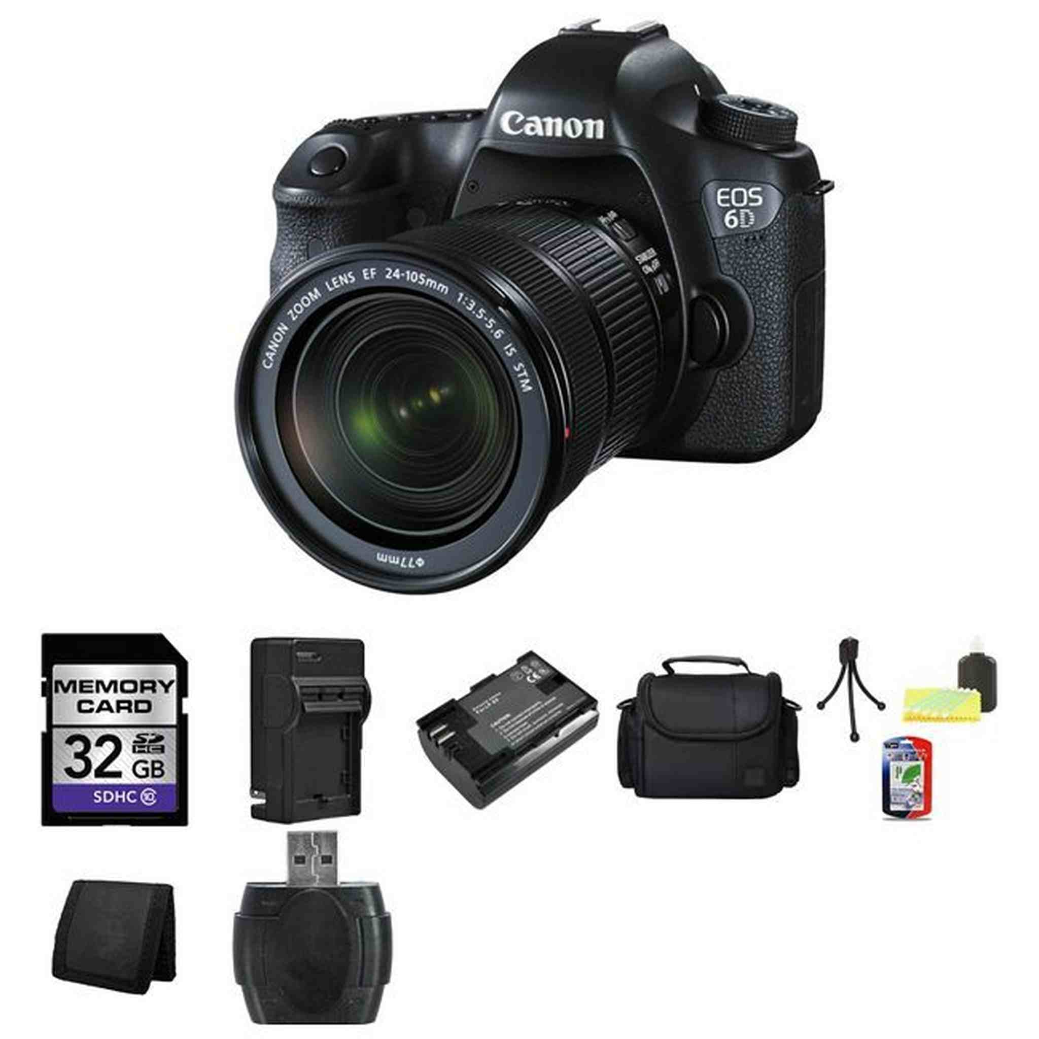 Canon EOS 6D DSLR Camera w/24-105mm STM Lens 8035B106 32GB Full Kit Canon