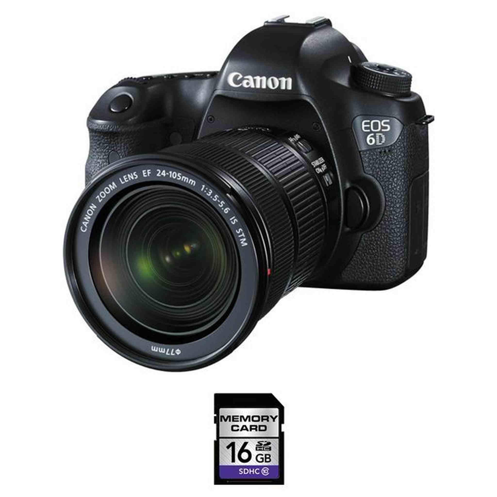 Canon EOS 6D DSLR Camera with EF 24-105mm f/3.5-5.6 IS STM Lens w/16GB Card Canon