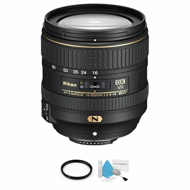 Nikon AF-S DX NIKKOR 16-80mm f/2.8-4E ED VR Lens + UV Filter & Cleaning Kit