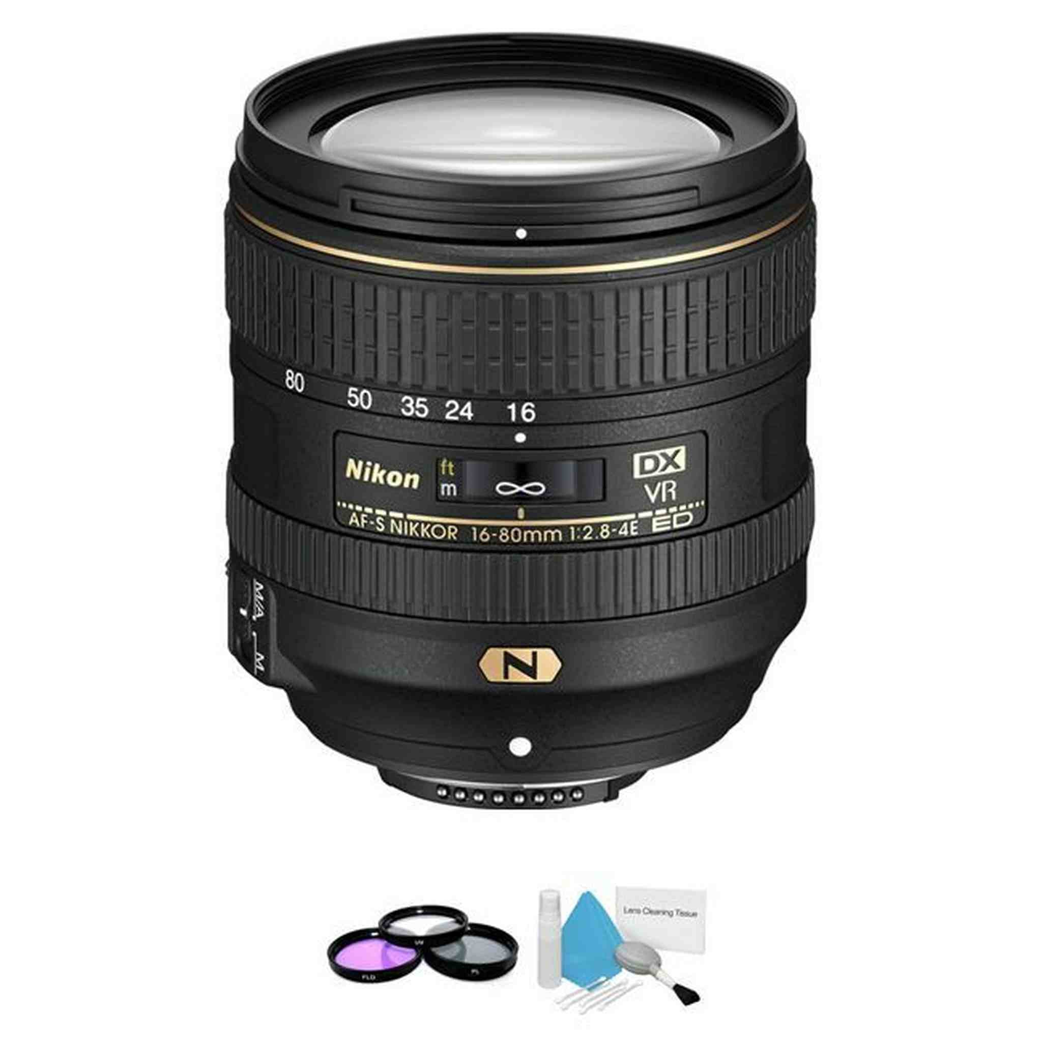 Nikon AF-S DX NIKKOR 16-80mm f/2.8-4E ED VR Lens + UV Kit & Cleaning Kit Nikon