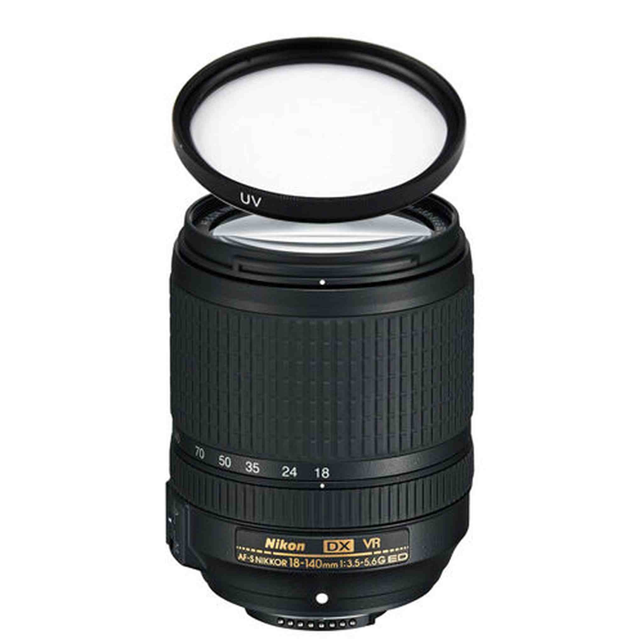 Nikon AF-S DX Nikkor 18-140mm f/3.5-5.6G ED VR Lens w/67mm UV Filter Bundle