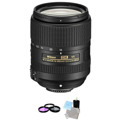 Nikon AF-S DX NIKKOR 18-300mm f/3.5-6.3G ED VR Lens + UV Kit & Cleaning Kit