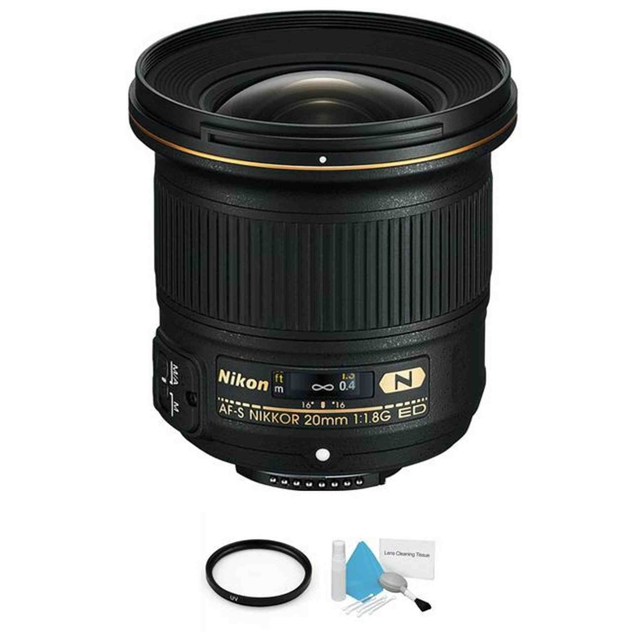 Nikon AF-S NIKKOR 20mm f/1.8G ED Lens + UV Filter & Cleaning Kit