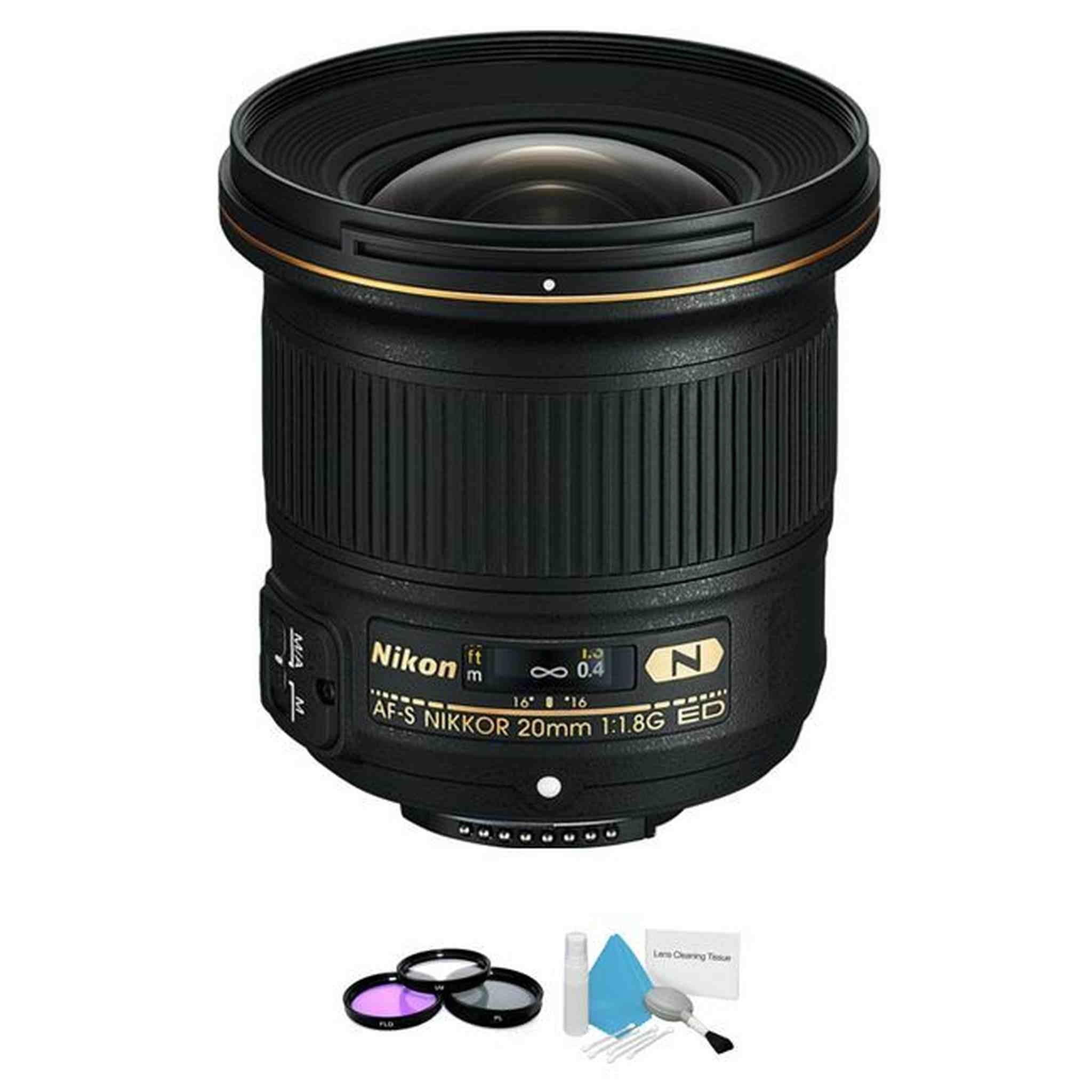 Nikon AF-S NIKKOR 20mm f/1.8G ED Lens + UV Kit & Cleaning Kit