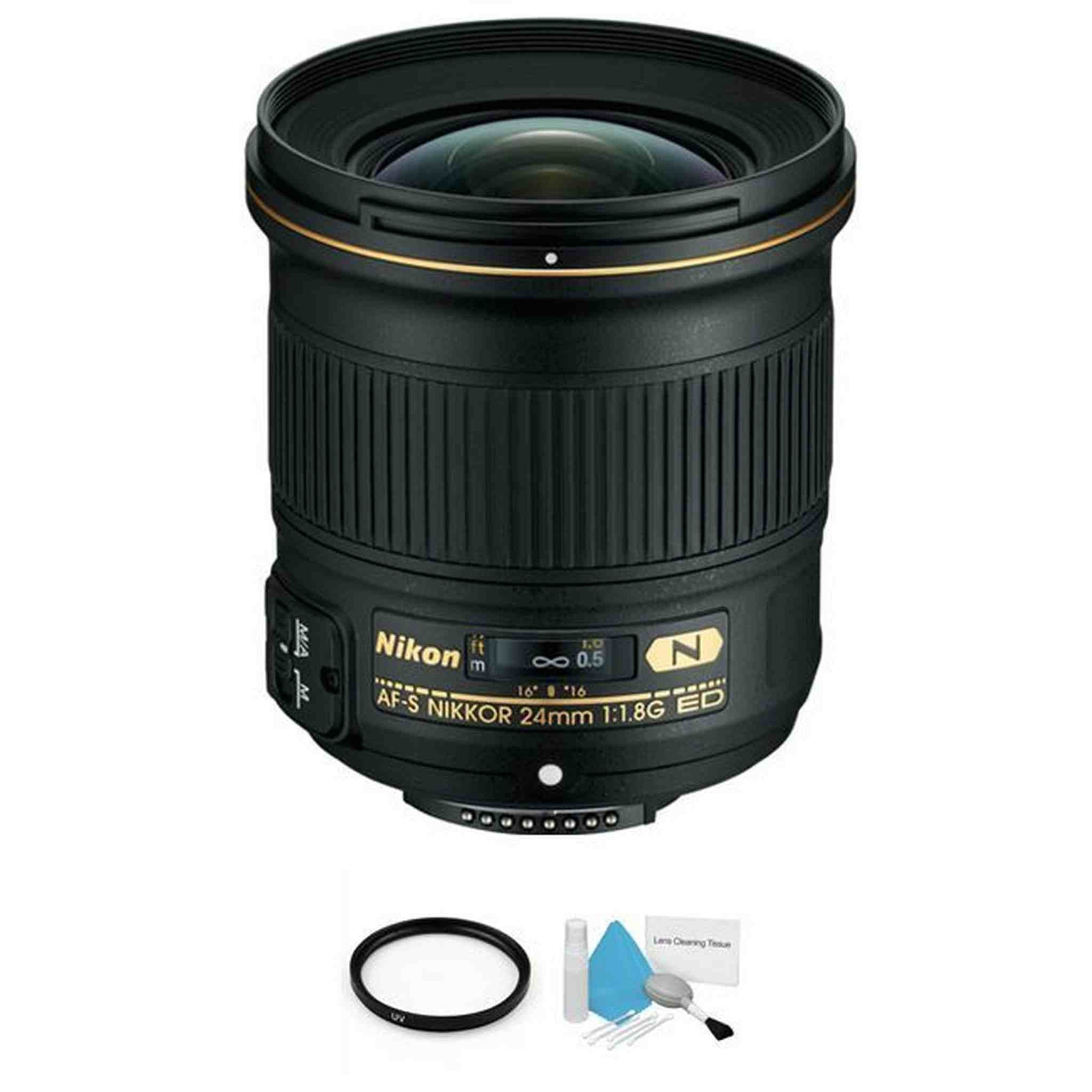 Nikon AF-S NIKKOR 24mm f/1.8G ED Lens + UV Filter & Cleaning Kit Bundle
