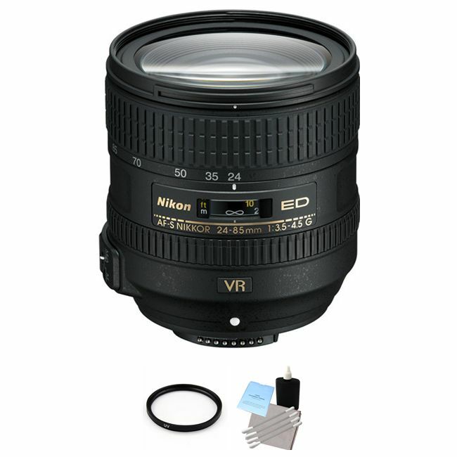 Nikon AF-S NIKKOR 24-85mm f/3.5-4.5G ED VR Lens + UV Filter & Cleaning Kit Base Bundle