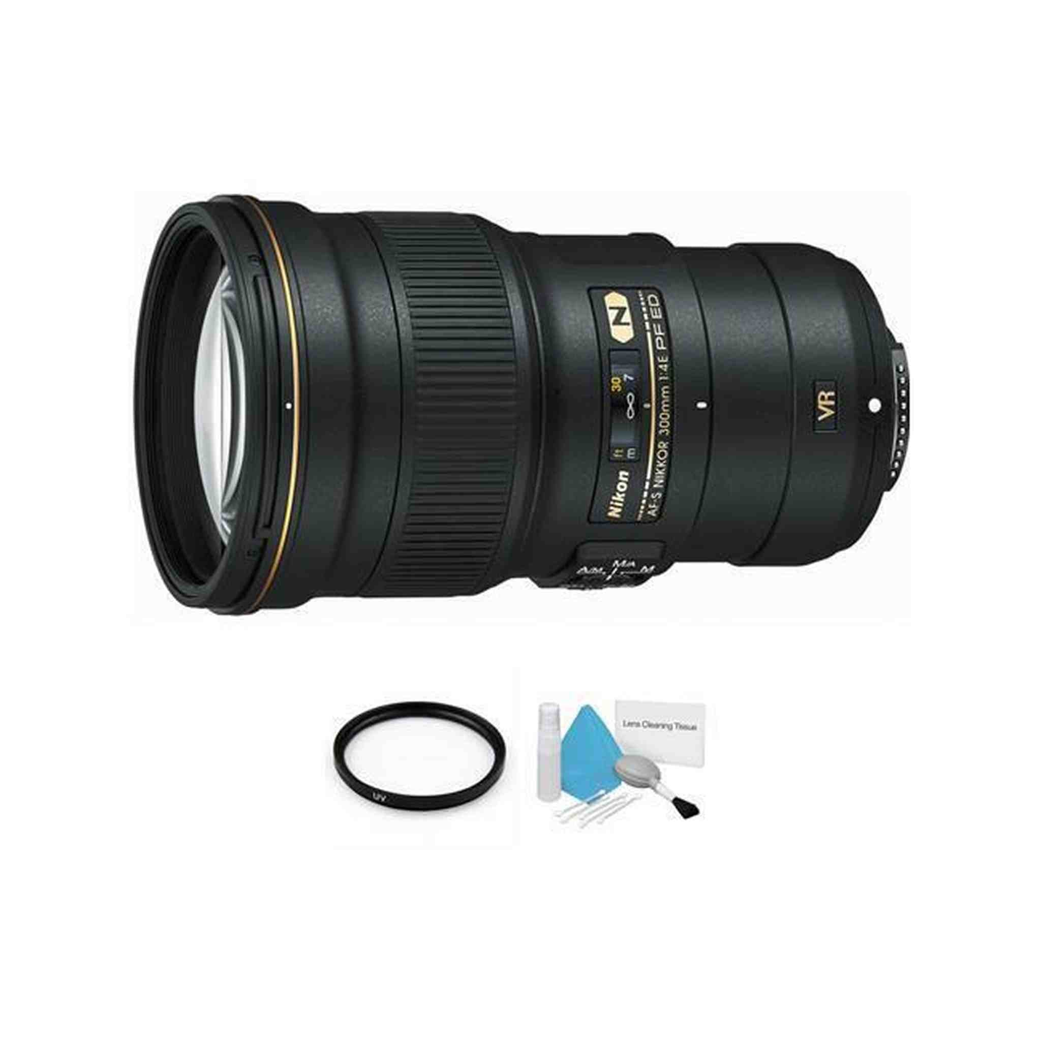 Nikon AF-S NIKKOR 300mm f/4E PF ED VR Lens + UV Filter & Cleaning Kit Starter Bundle Nikon
