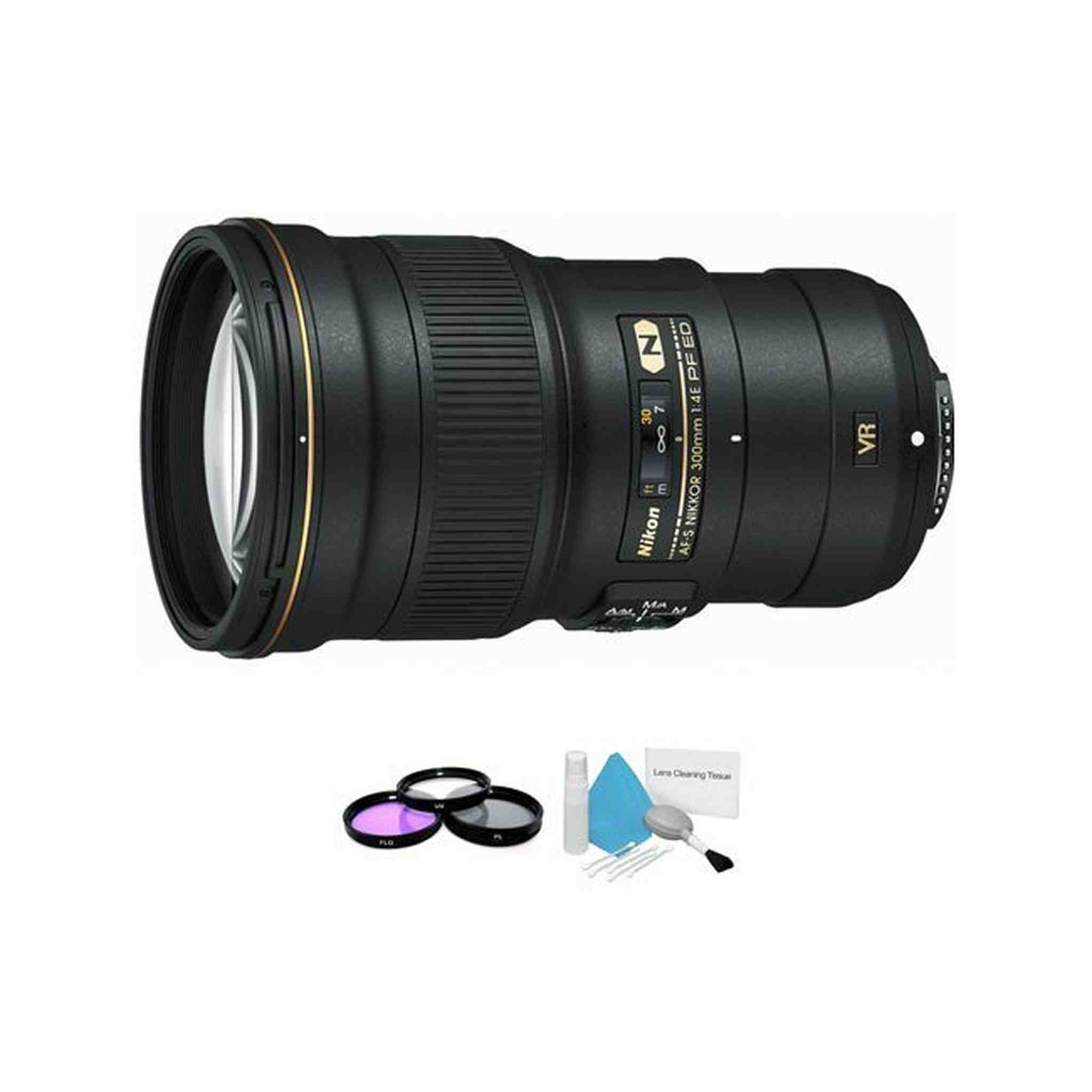 Nikon AF-S NIKKOR 300mm f/4E PF ED VR Lens + UV Kit & Cleaning Kit Base Bundle Nikon
