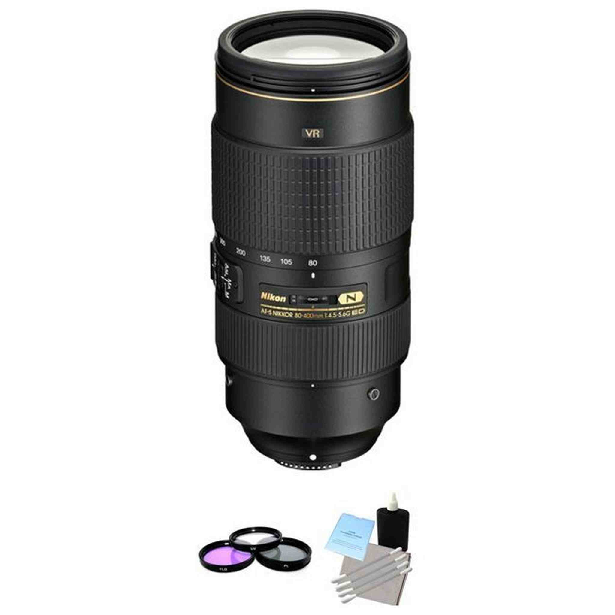 Nikon AF-S NIKKOR 80-400mm f/4.5-5.6G ED VR Lens + UV Kit & Cleaning Kit Bundle