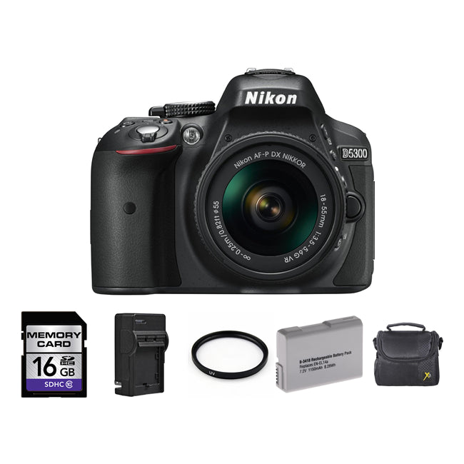 Nikon D5300 Digital SLR Camera w/18-55mm Lens + 2 Batteries, 16GB & More