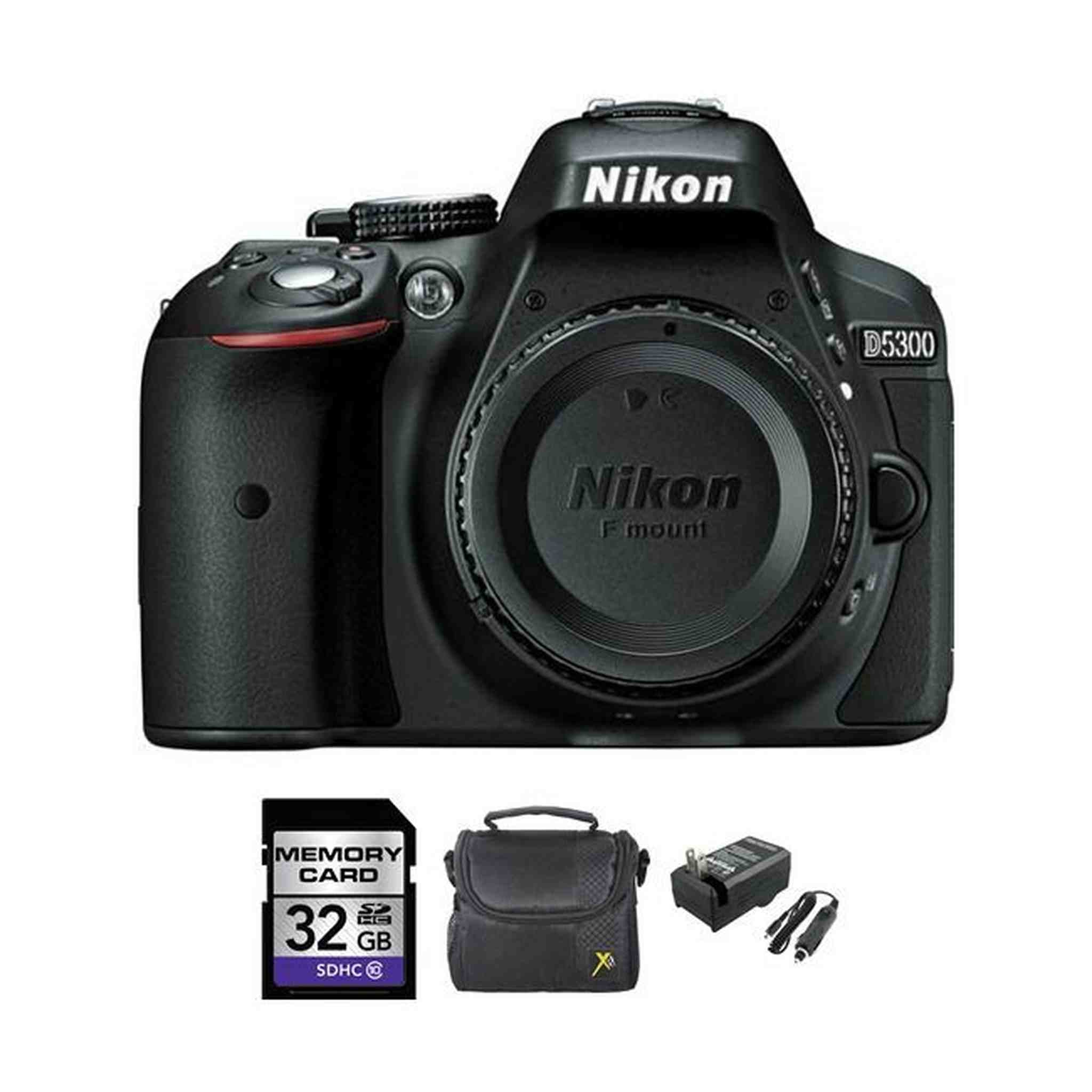 Nikon D5300 Digital SLR Camera Body - Black + 32GB, Case & Charger Nikon