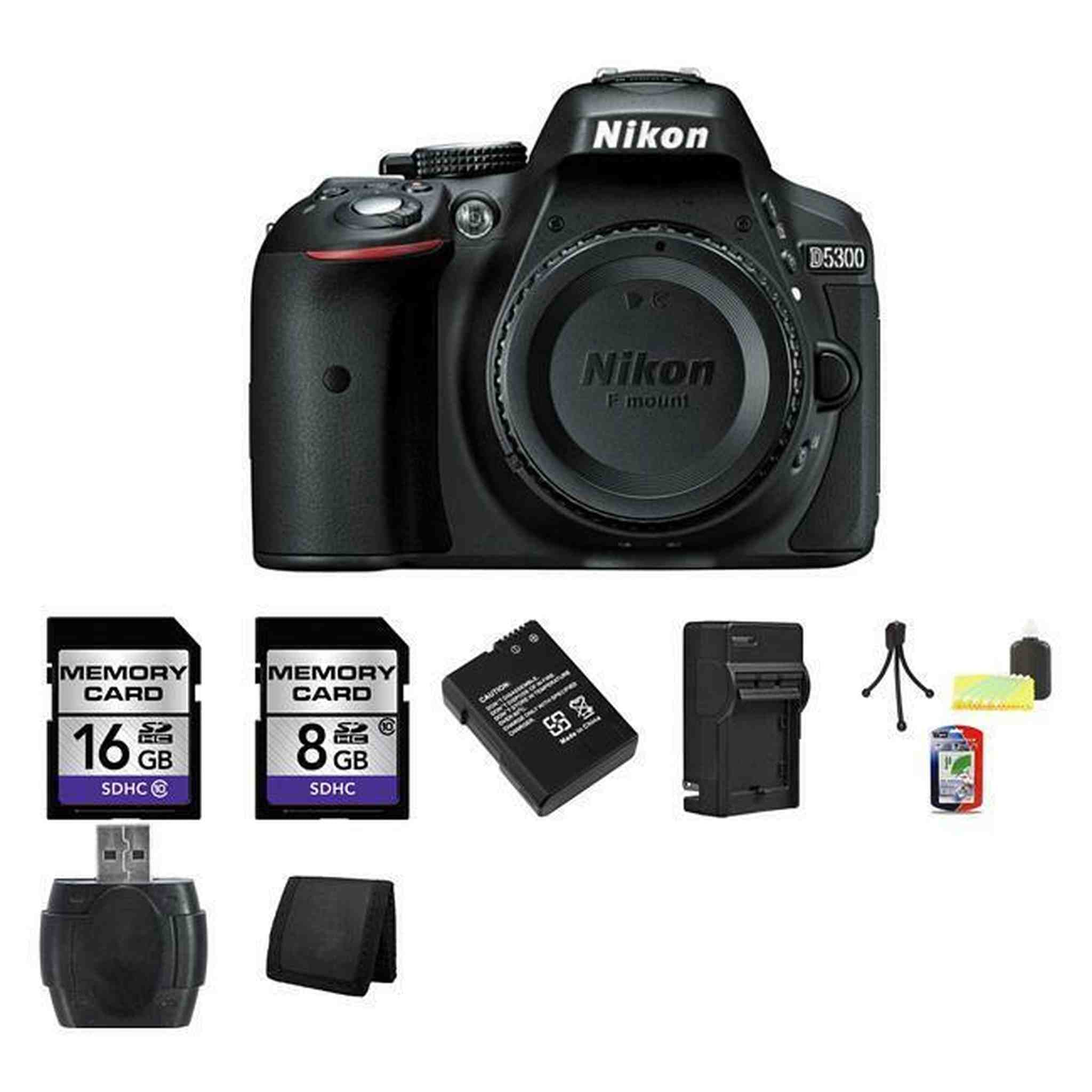 Nikon D5300 DSLR Camera - Black 24GB Package Nikon