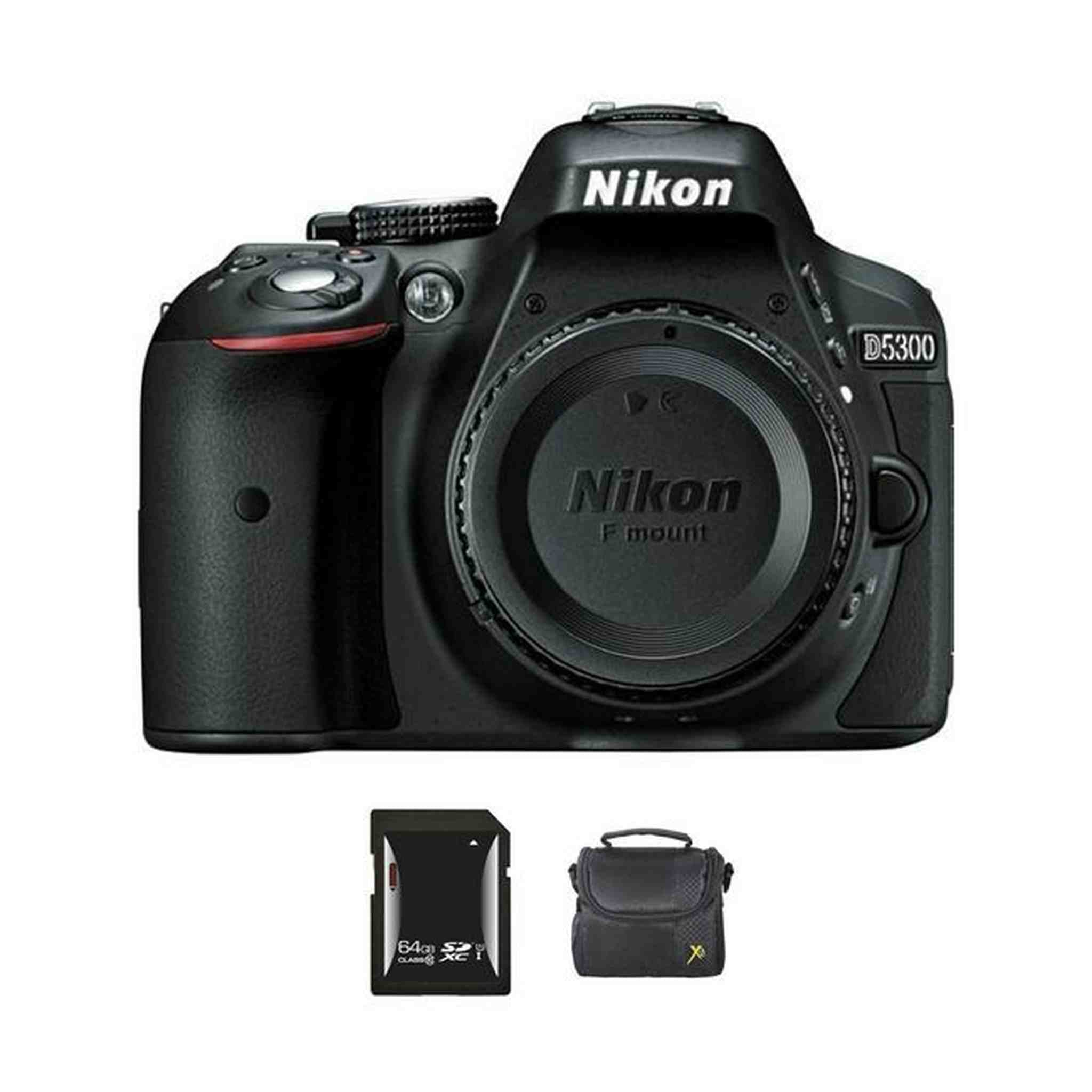 Nikon D5300 DSLR Camera - Black + 64GB & Case Nikon