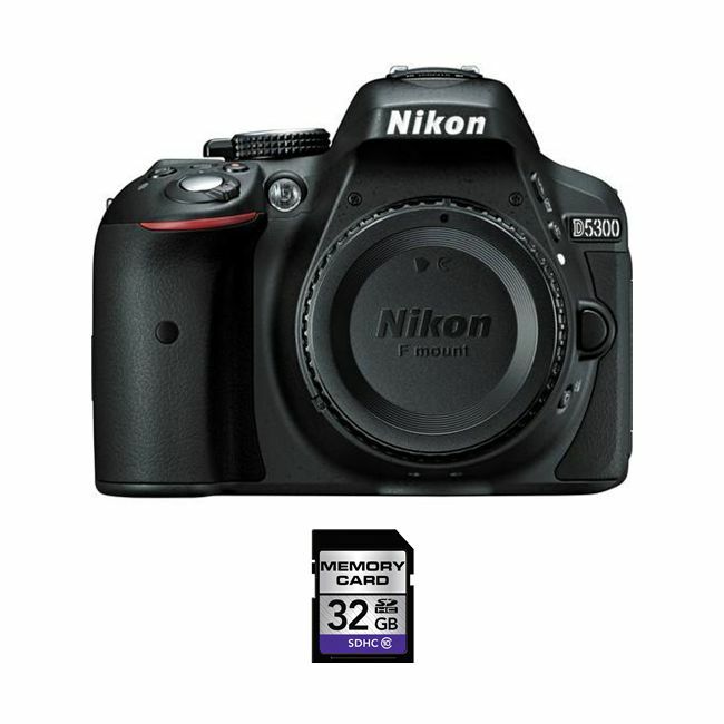 Nikon D5300 DSLR Camera - Black + 32GB SDHC Card