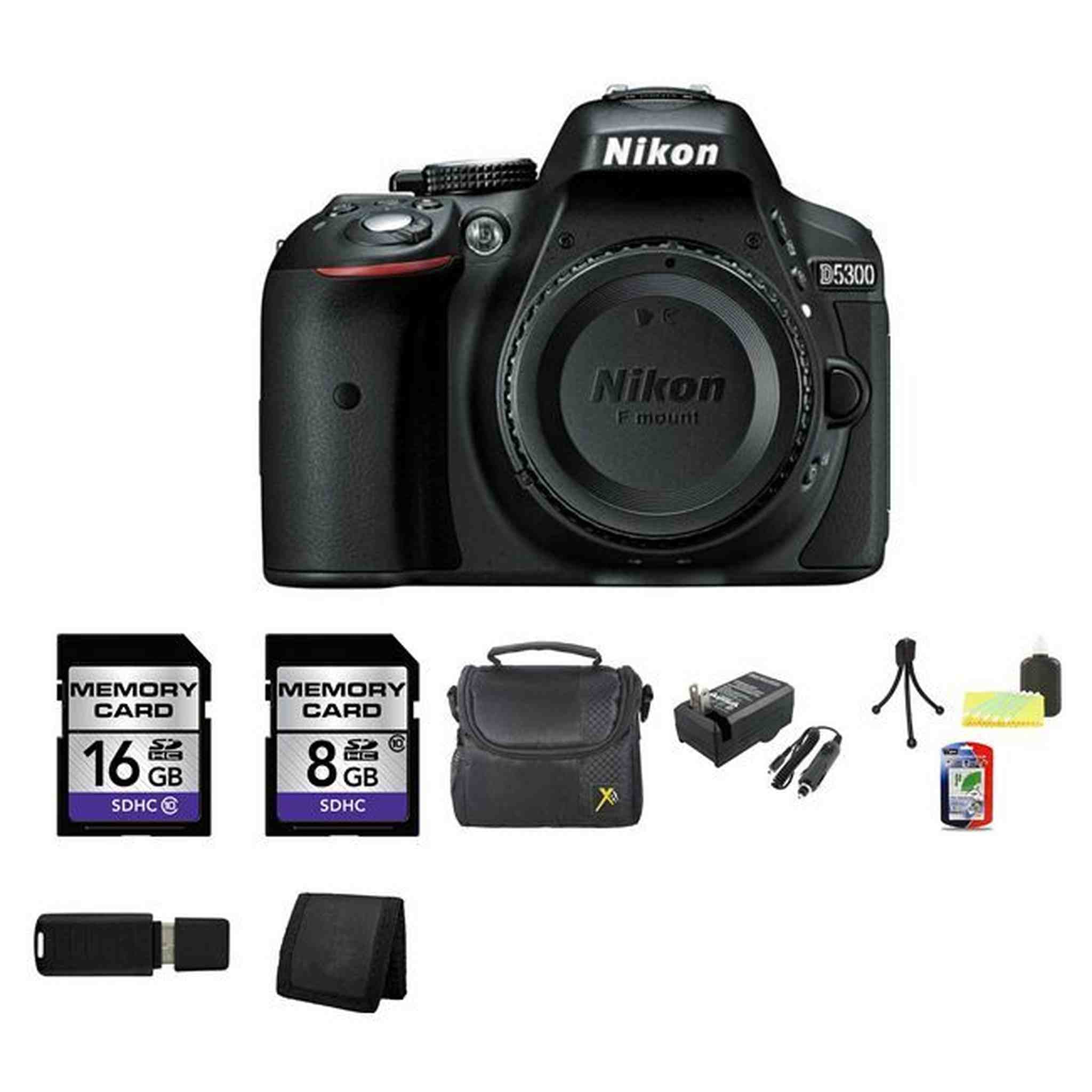 Nikon D5300 Digital SLR Camera Body - Black 24GB Package Nikon