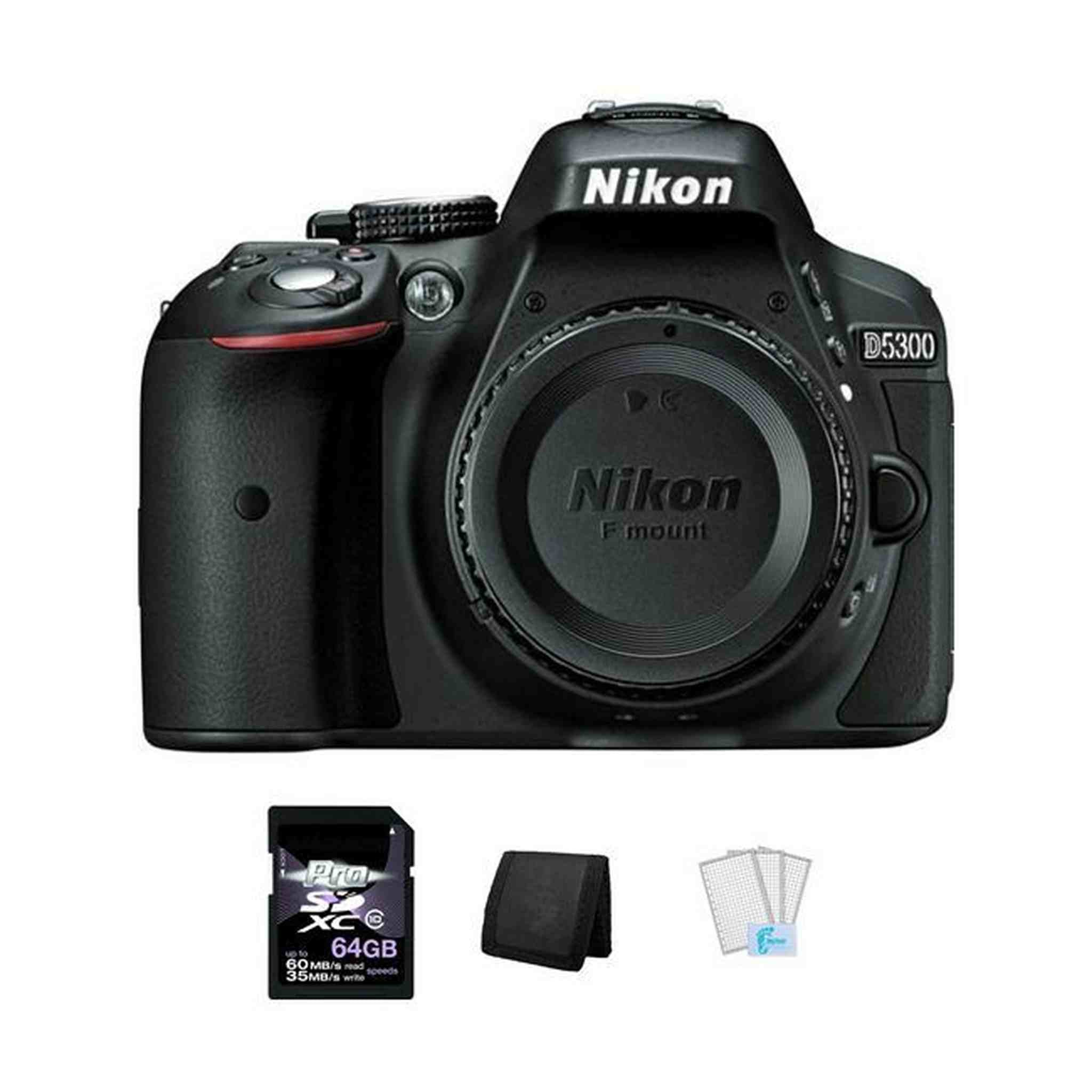 Nikon D5300 DSLR Camera - Black + 64GB, Memory Card Wallet & Screen Protectors Nikon