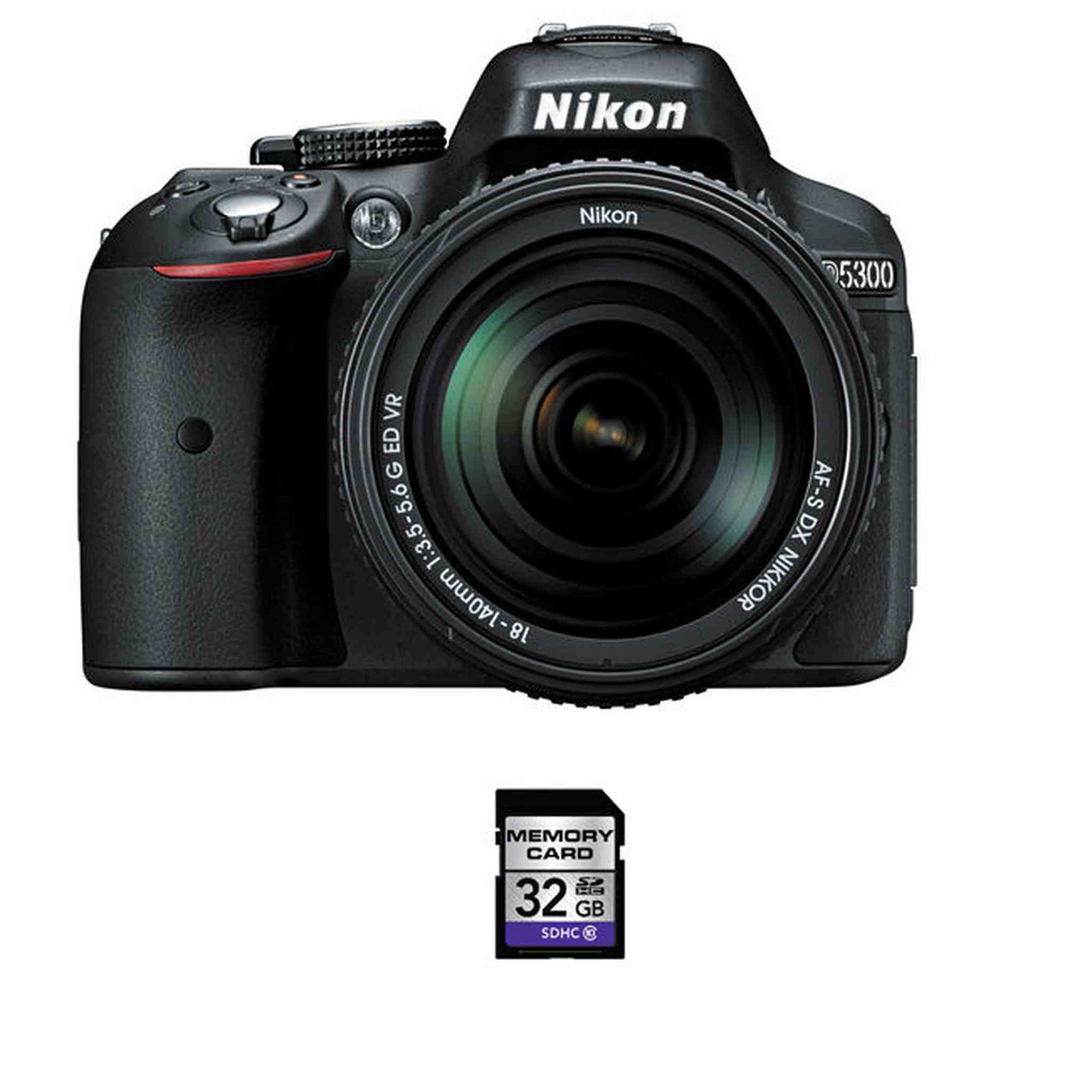 Nikon D5300 DSLR Camera - Black w/18-140mm Lens w/32GB SDHC Card Nikon
