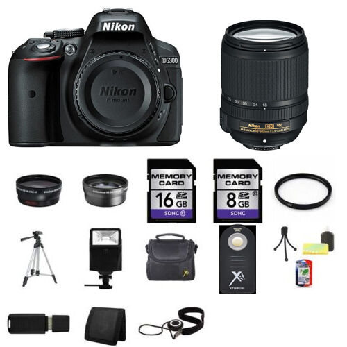 Nikon D5300 DSLR Camera - Black w/18-140mm Lens 24GB Full Kit