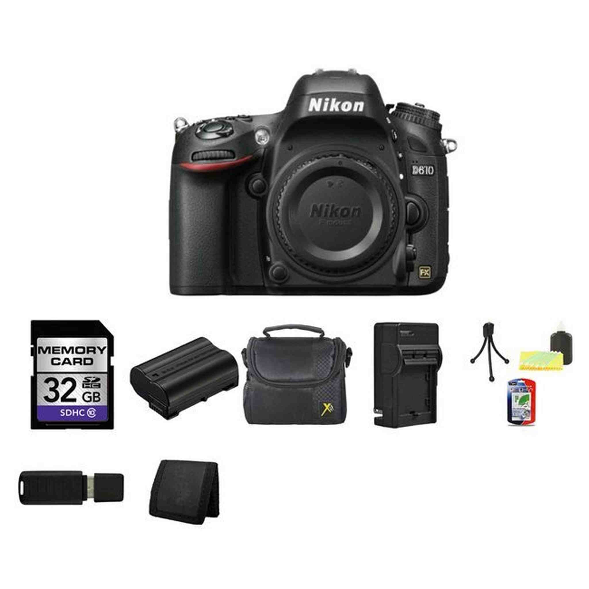 Nikon D610 Digital SLR Camera Body 32GB Package