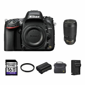 Nikon D610 Digital SLR Camera w/70-300mm Lens + 2 Batteries, 16GB & More