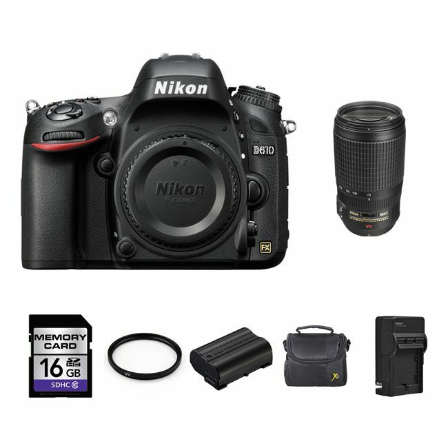 Nikon D610 Digital SLR Camera w/70-300mm Lens + 2 Batteries, 16GB & More
