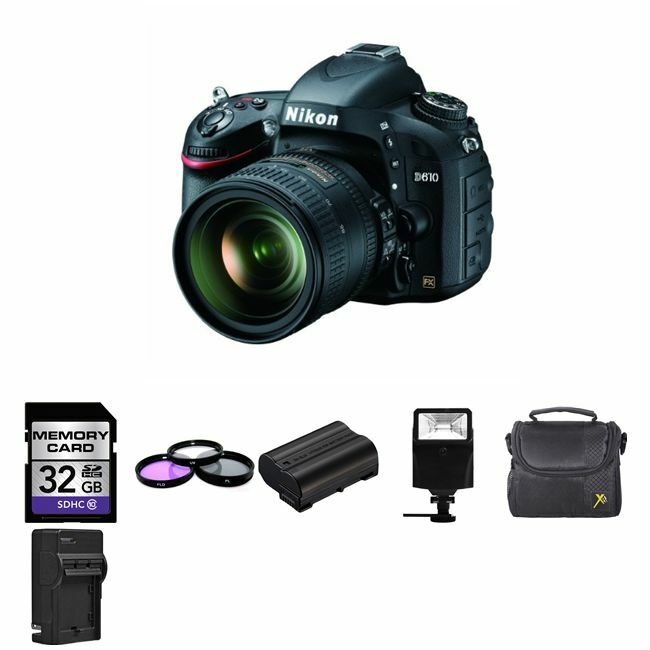 Nikon D610 Digital SLR Camera w/24-85mm + 2 Batteries, 32GB, Flash Starter Bundle