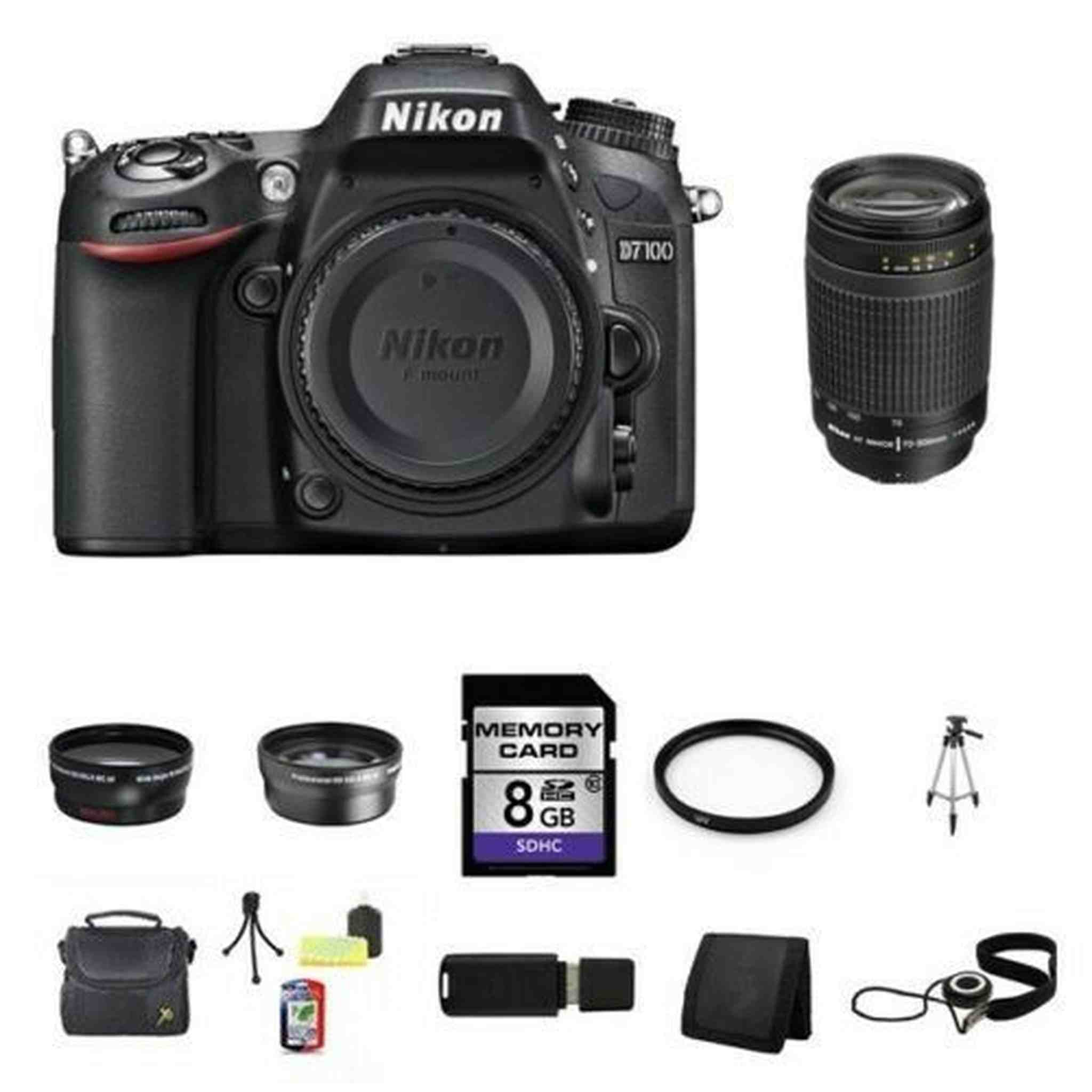 Nikon D7100 Digital SLR Camera w/70-300mm Lens 8GB Full Kit