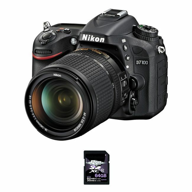 Nikon D7100 DSLR Camera w/18-140mm Lens + 64GB SDXC Card Bundle