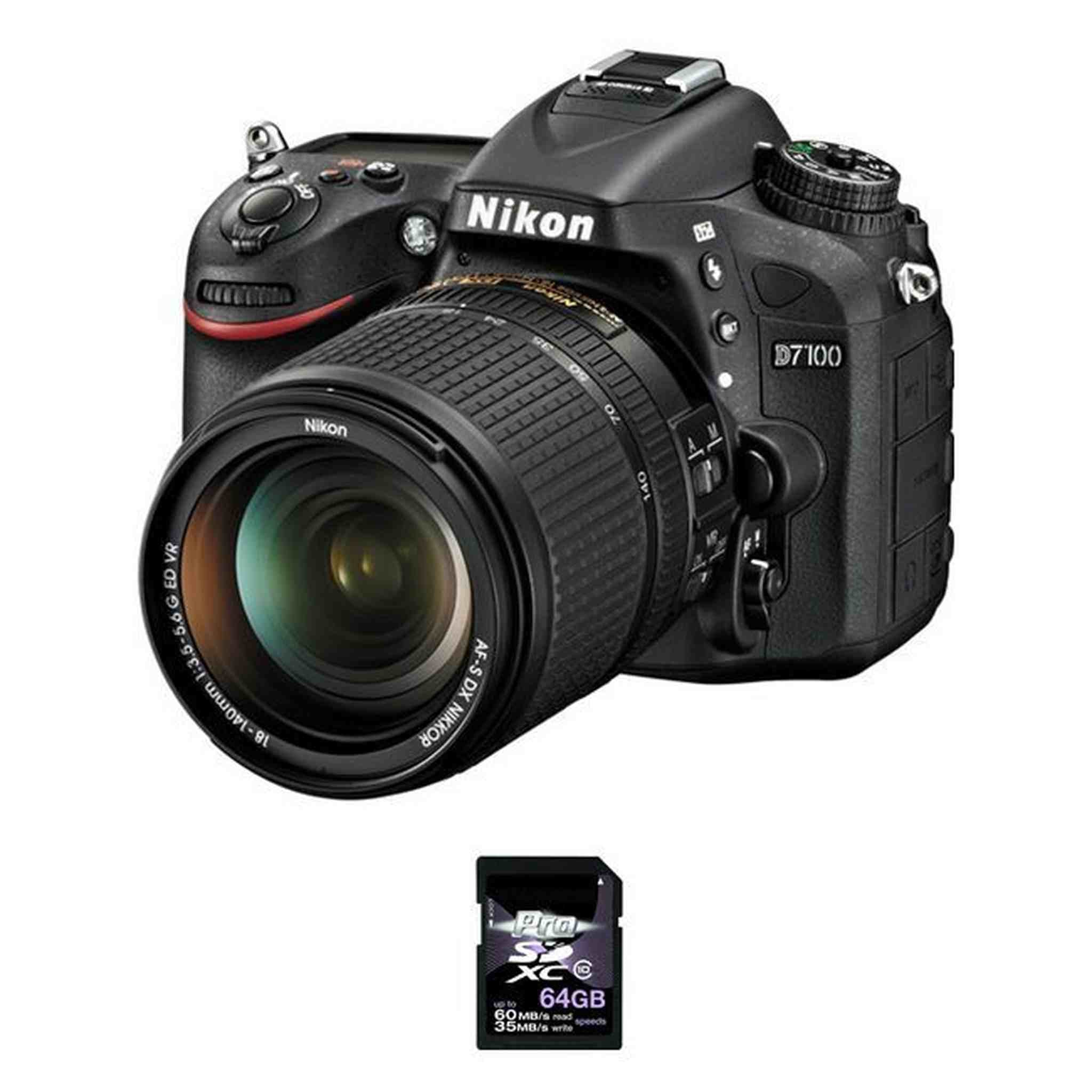 Nikon D7100 DSLR Camera w/18-140mm Lens + 64GB SDXC Card Bundle Nikon
