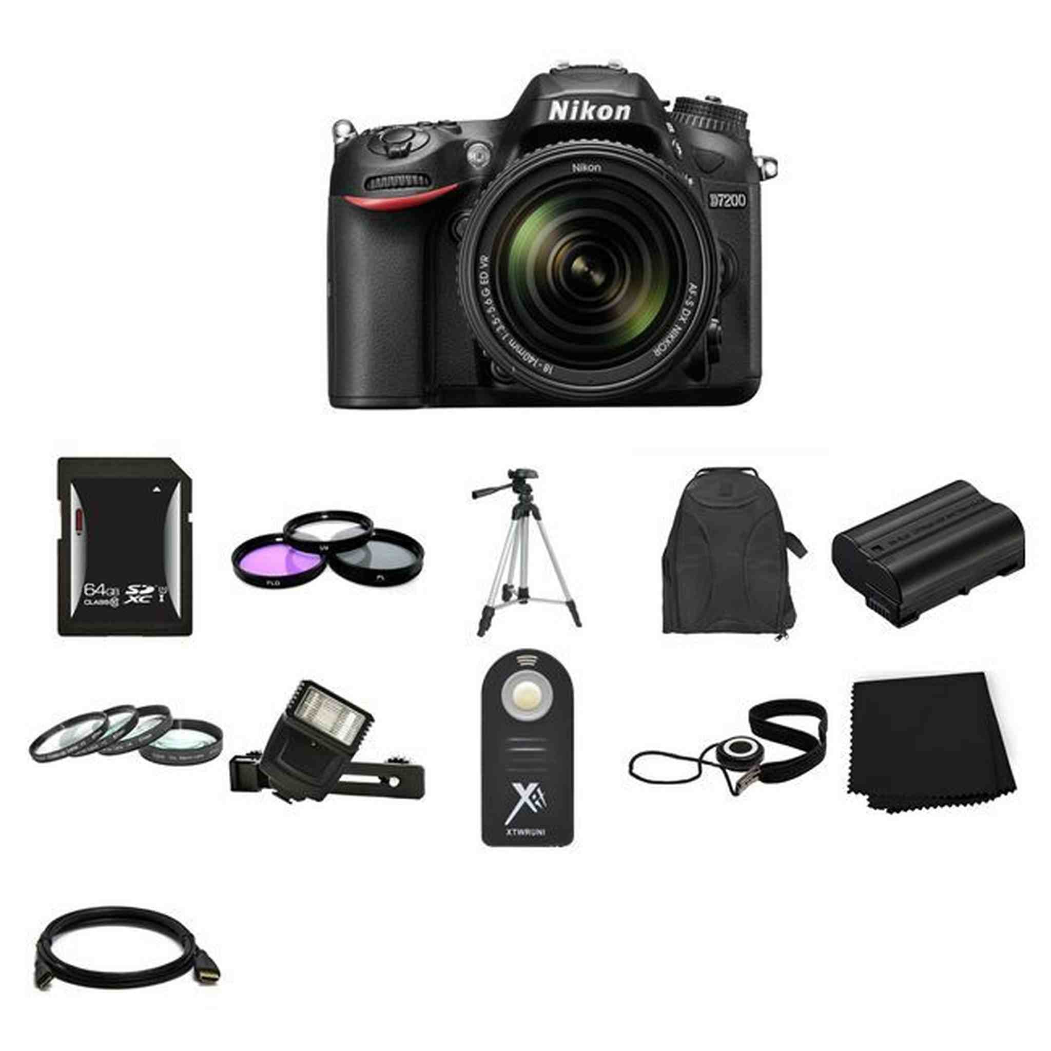 Nikon D7200 Digital SLR Camera w/18-140mm Lens 64GB Bundle