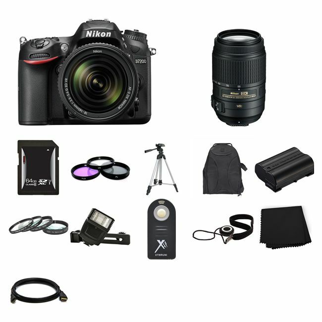 Nikon D7200 Digital SLR Camera w/18-140mm & 55-300mm Lenses 64GB Bundle