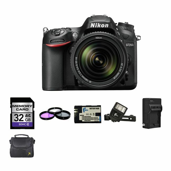 Nikon D7200 Digital SLR Camera w/18-140mm Lens + 2 Batteries, 32GB, Flash & More Bundle