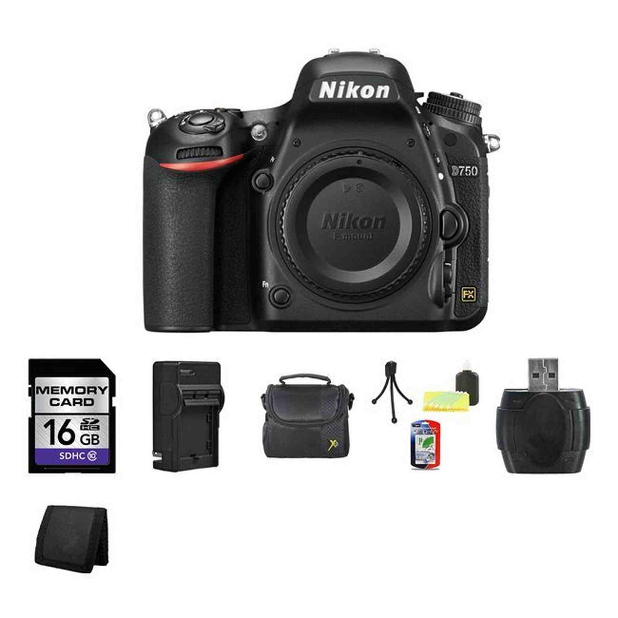 Nikon D750 DSLR Camera Body 16GB Bundle