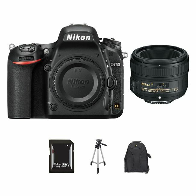 Nikon D750 DSLR Camera w/50mm Lens 64GB Bundle