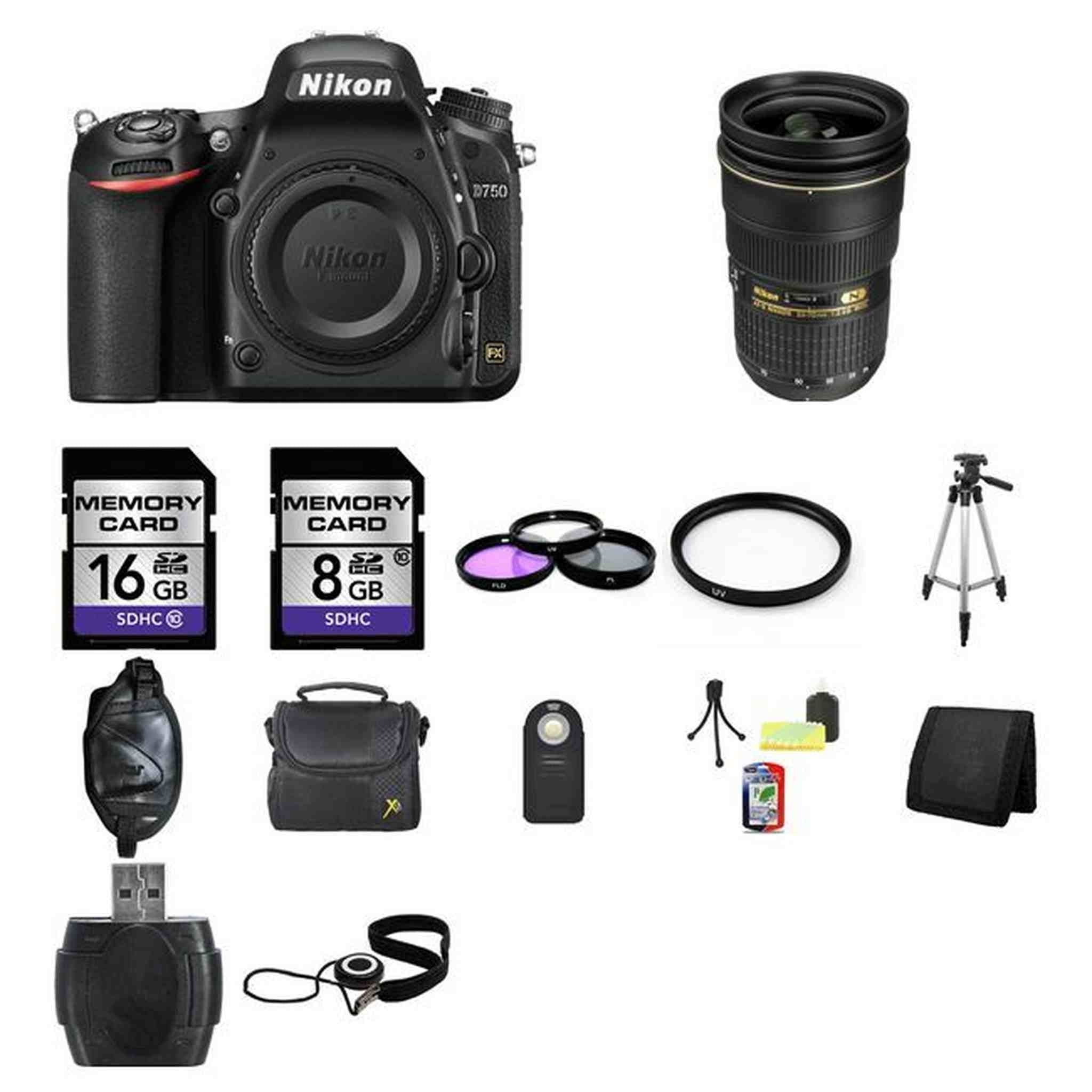 Nikon D750 DSLR Camera w/24-70mm Lens 24GB Full Kit Nikon