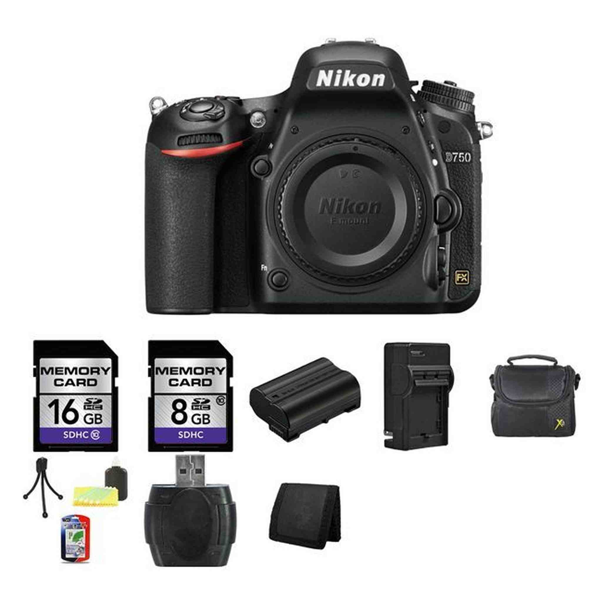 Nikon D750 DSLR Camera 24GB Package Nikon