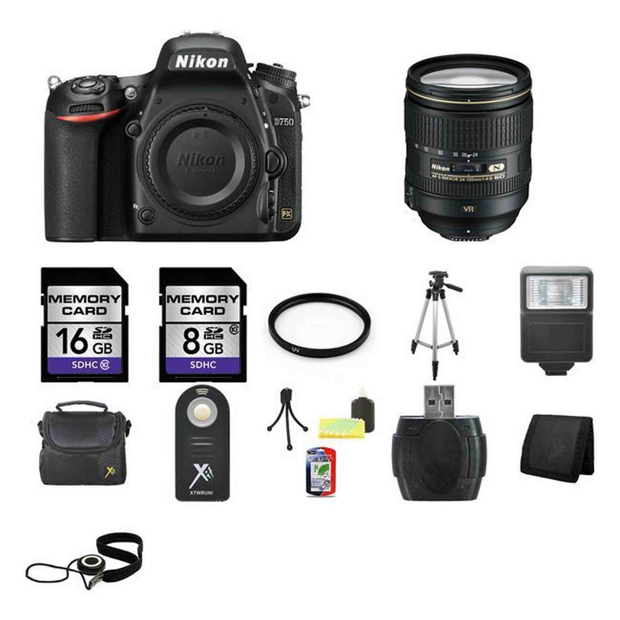 Nikon D750 DSLR Camera w/24-120mm Lens 24GB Complete Kit