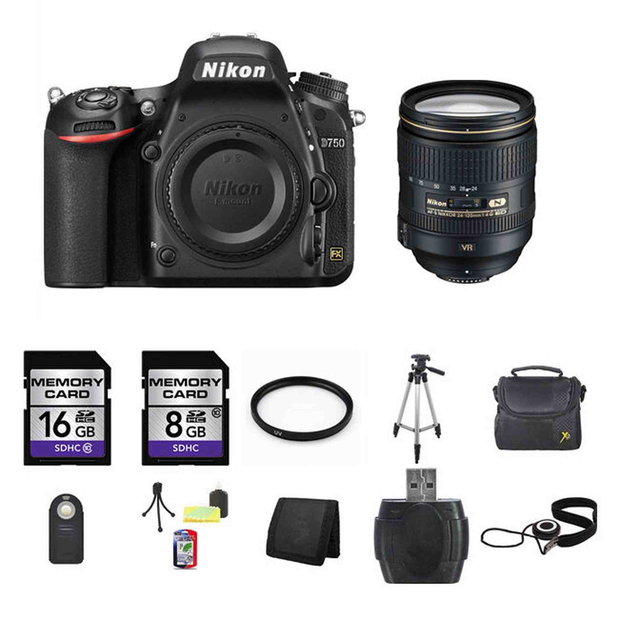 Nikon D750 DSLR Camera w/24-120mm Lens 24GB Full Kit