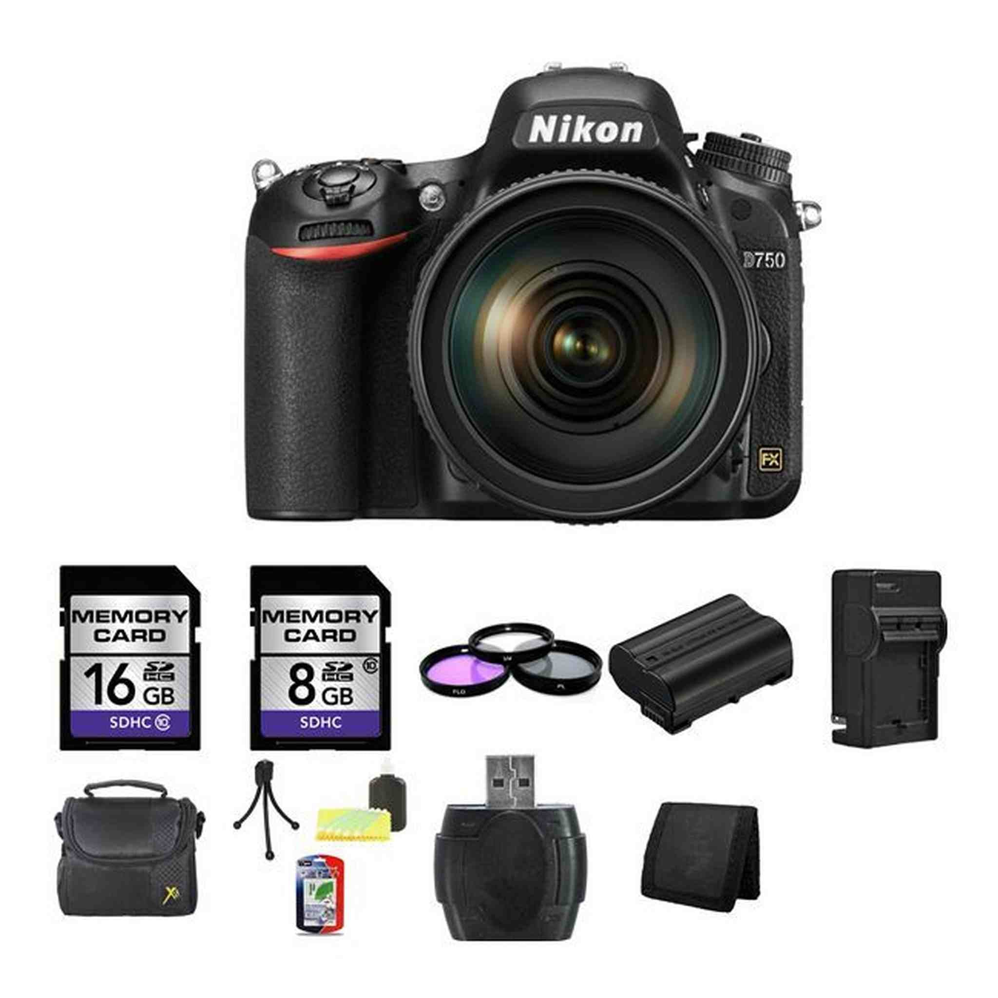 Nikon D750 DSLR Camera w/24-120mm Lens 24GB Package Nikon