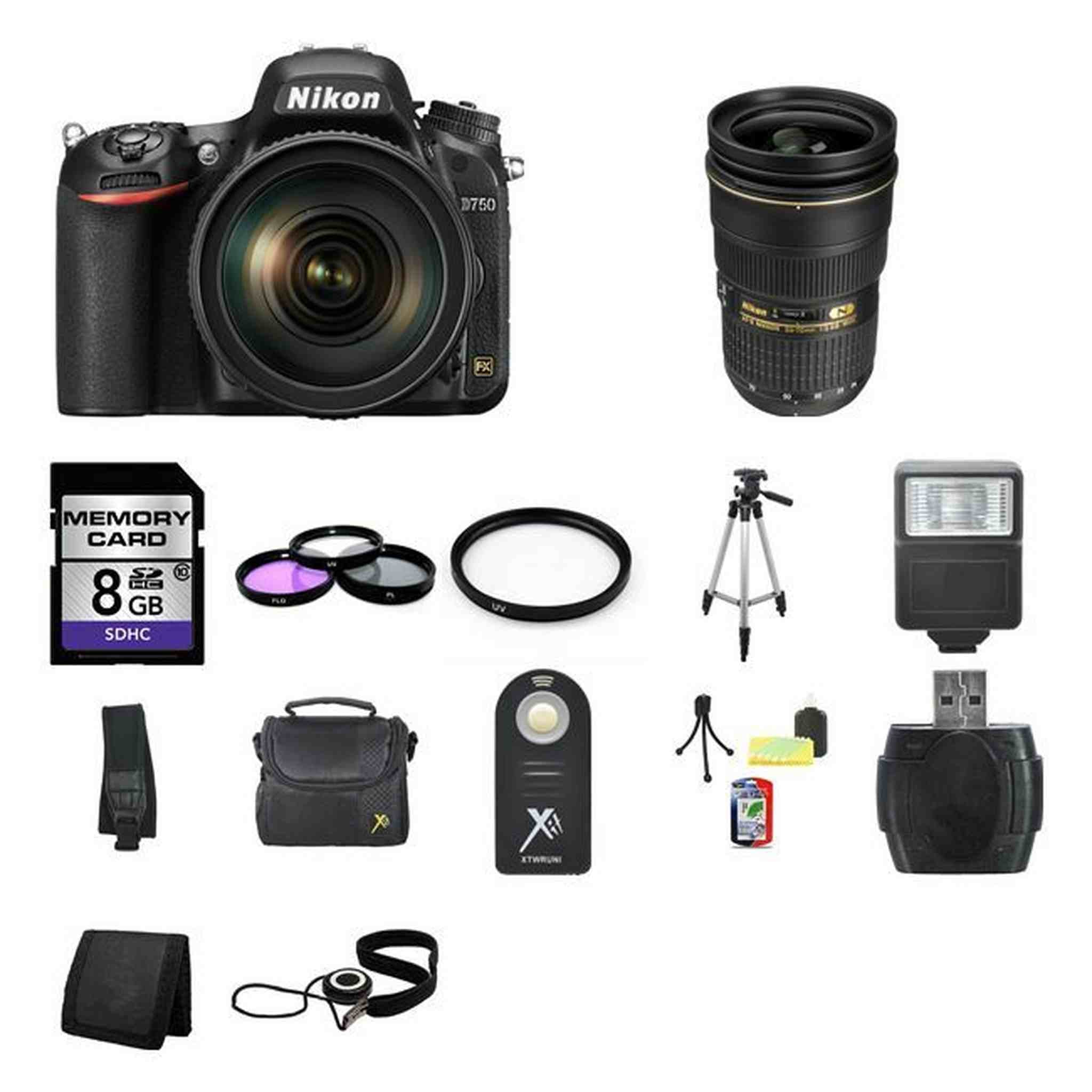 Nikon D750 DSLR Camera w/24-120mm &24-70mm Lenses 8GB Full Kit Nikon