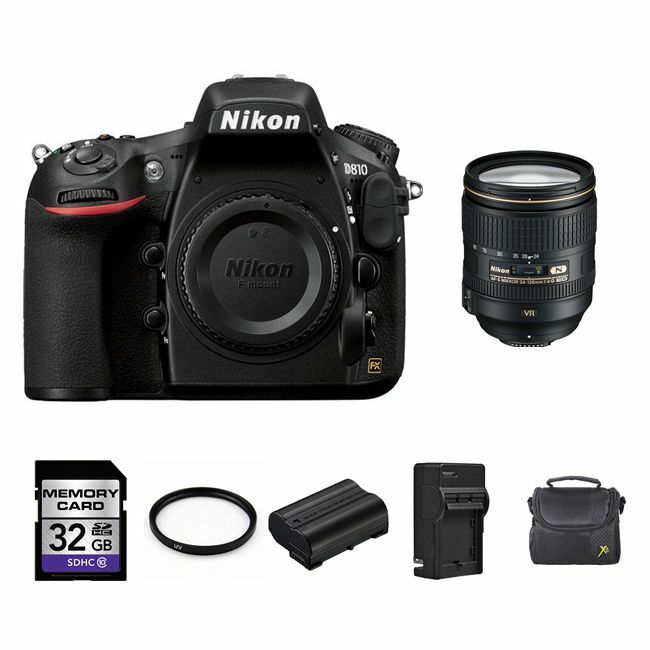 Nikon D810 DSLR Camera w/24-120mm Lens + 2 Batteries, 32GB Advanced Bundle