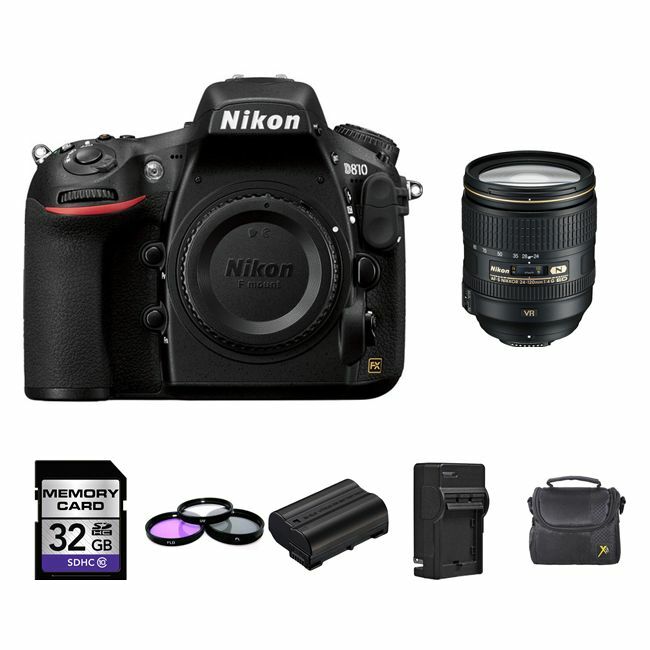Nikon D810 DSLR Camera w/24-120mm Lens + 2 Batteries, 32GB Ultimate Bundle