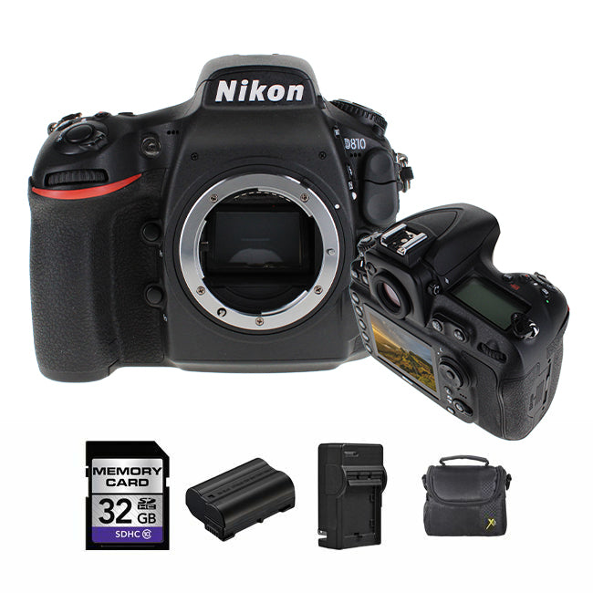 Nikon D810 DSLR Camera + 2 Batteries, 32GB Bundle