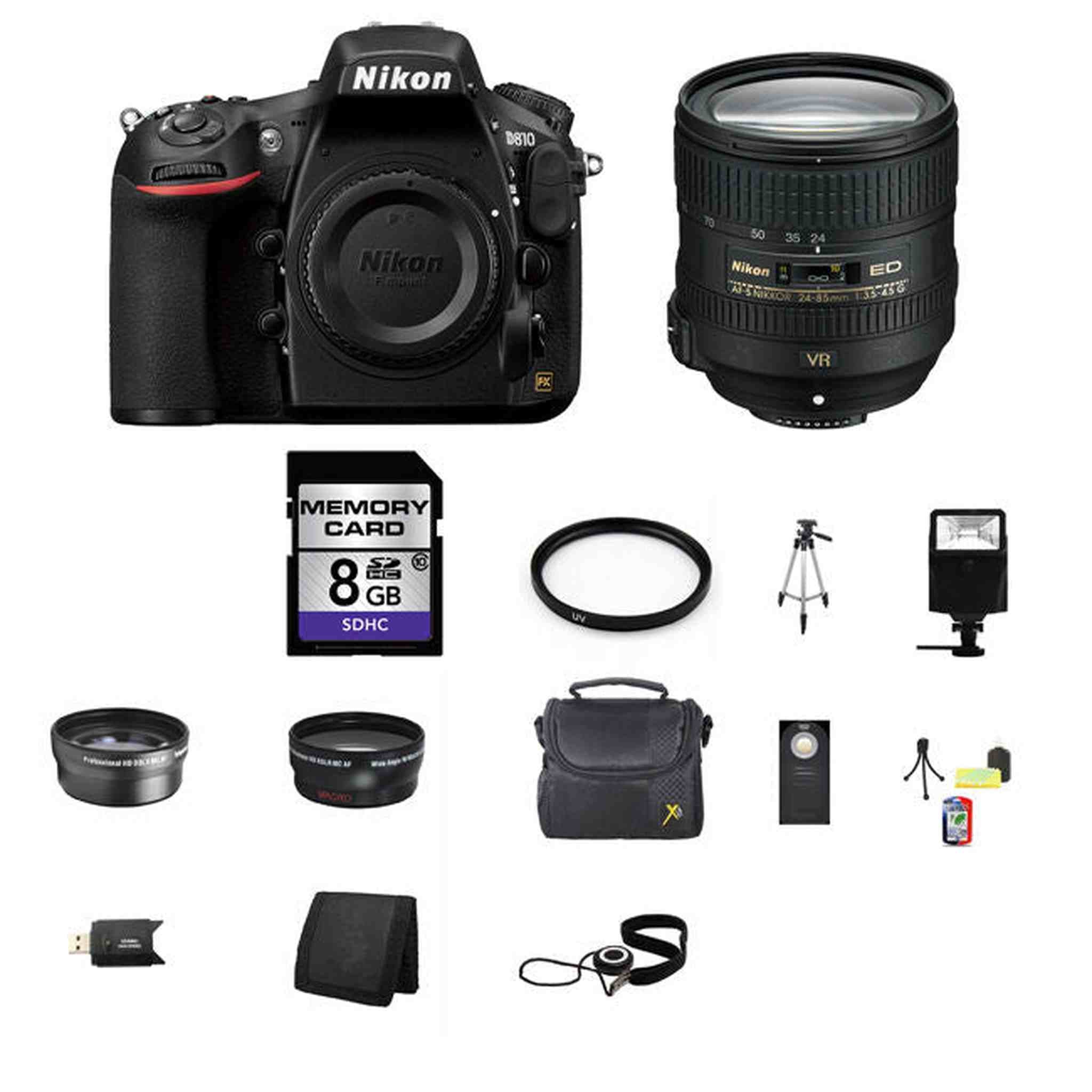 Nikon D810 Digital SLR Camera w/24-85mm Lens 8GB Best Value Kit