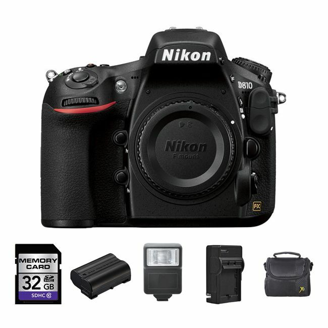 Nikon D810 DSLR Camera + 2 Batteries, 32GB, Flash Bundle