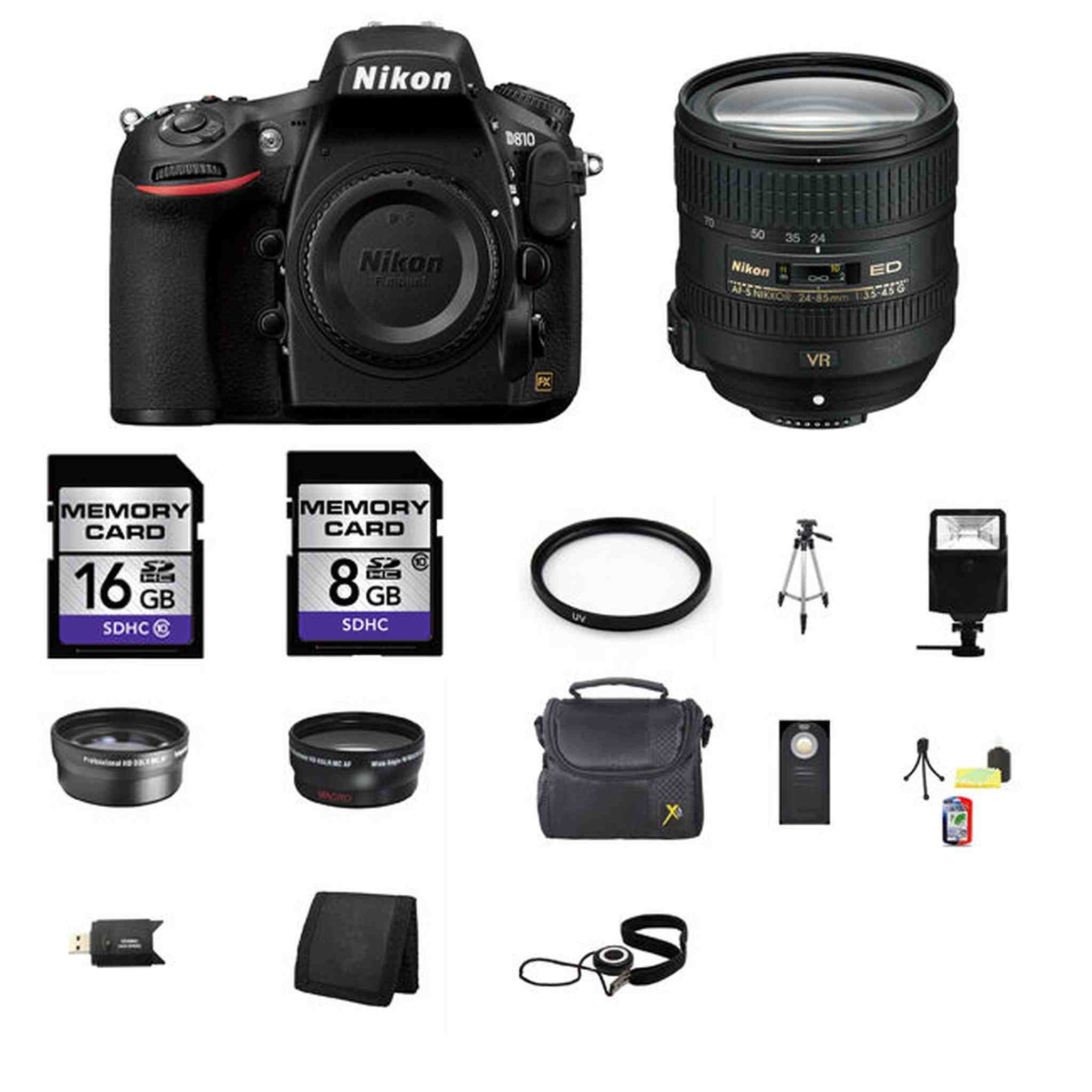 Nikon D810 Digital SLR Camera w/24-85mm Lens 24GB Best Value Kit