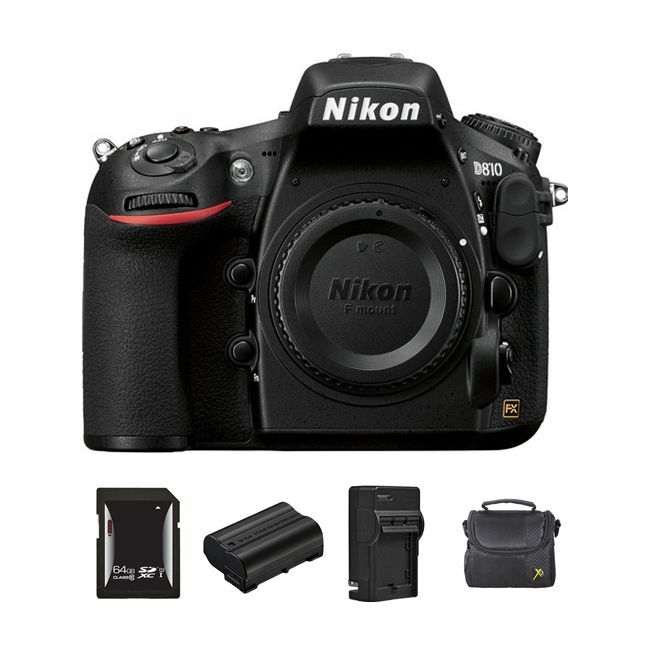 Nikon D810 DSLR Camera + 2 Batteries, 64GB Bundle