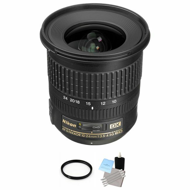 Nikon 10-24mm f/3.5-4.5G ED AF-S DX Zoom-Nikkor Lens + UV Filter & Cleaning Kit Base Bundle
